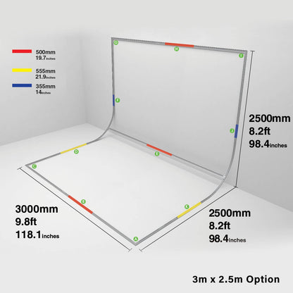 EasiFrame Curved Self-Supporting Portable Studio Infinity-Cove Cyclorama Background Kit for Video and Photography - Chromakey Green