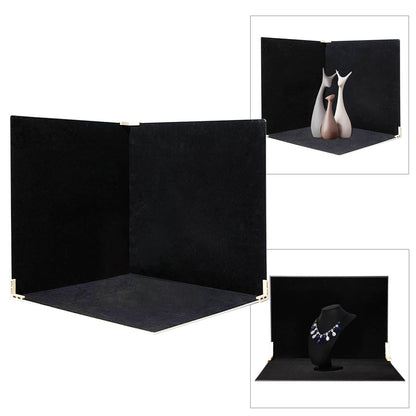 60x60x60cm Black Velvet Tabletop Product-Photography Background Kit