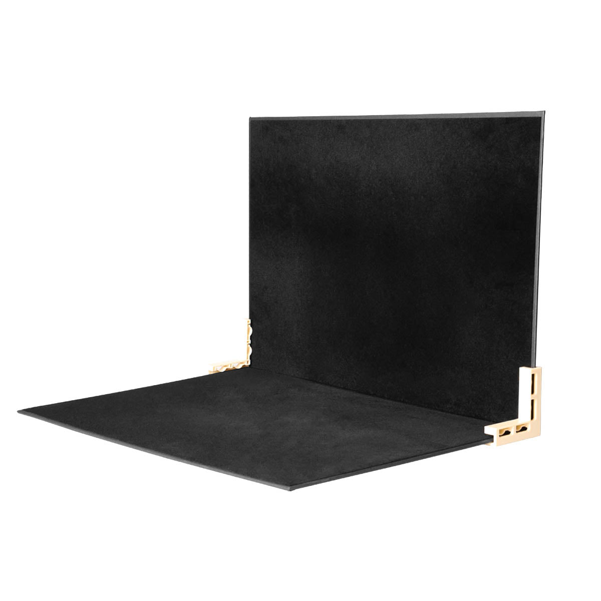 60x60x60cm Black Velvet Tabletop Product-Photography Background Kit with two panels in use