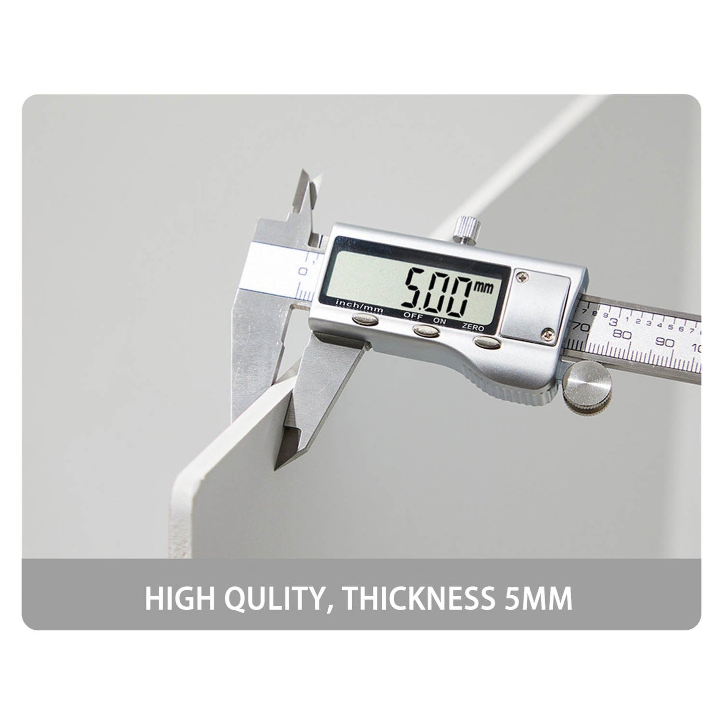 Showing the 5mm thickness of the 60x60x60cm Black Velvet Tabletop Product-Photography Background Kit Panels