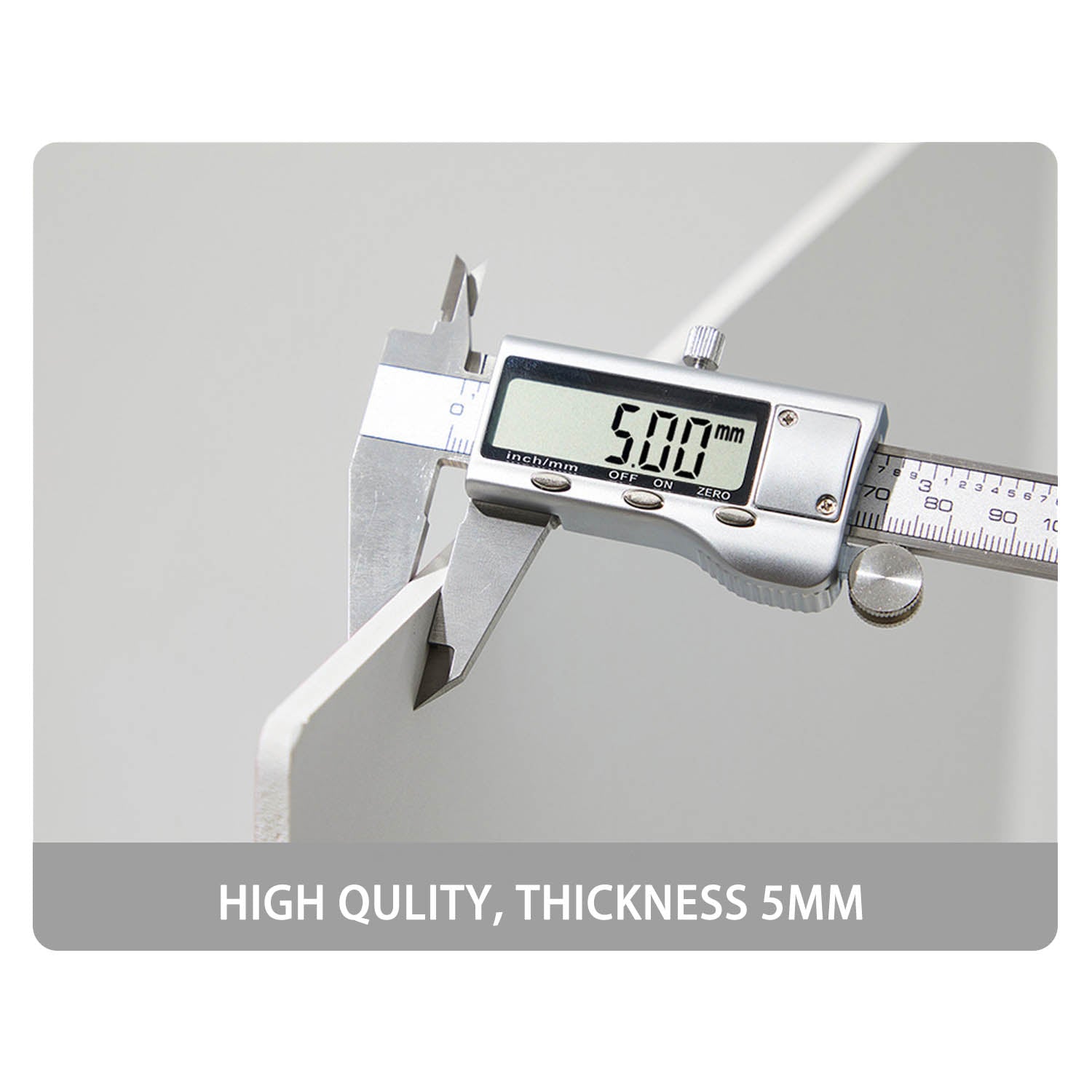 Showing the 5mm thickness of the 60x60x60cm Black Velvet Tabletop Product-Photography Background Kit Panels