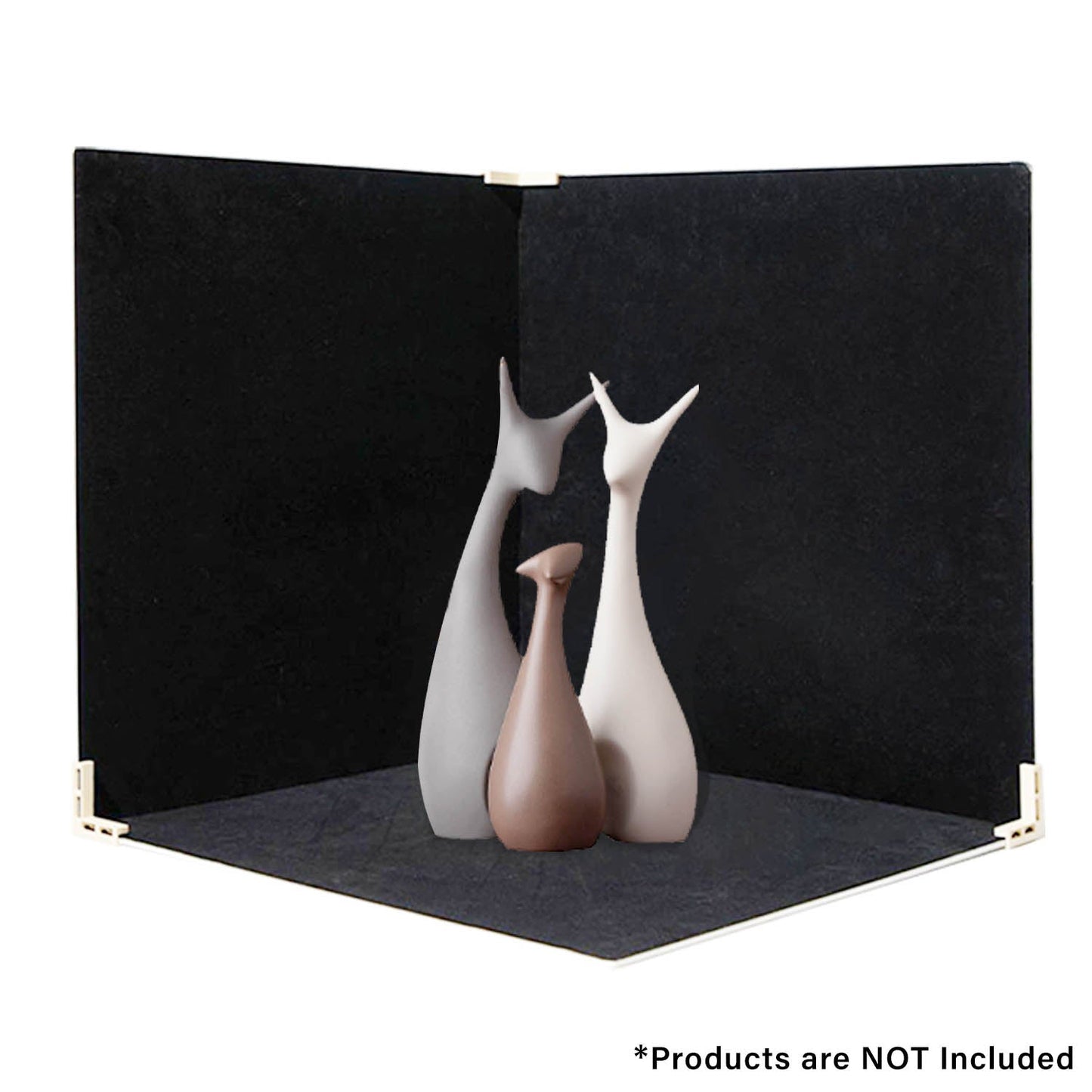 60x60x60cm Black Velvet Tabletop Product-Photography Background Kit with products on top of it 