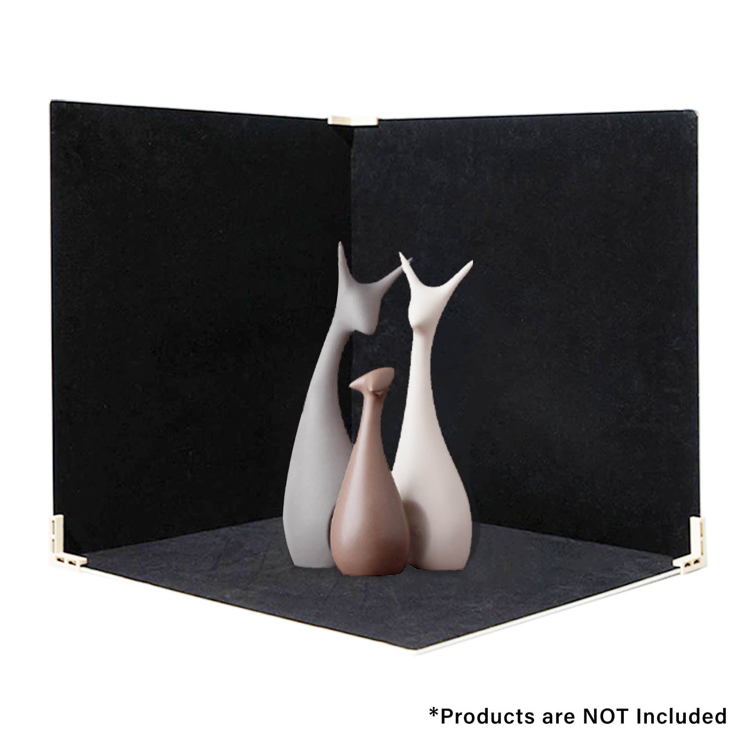 60x60x60cm Black Velvet Tabletop Product-Photography Background Kit with products on top of it 