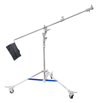 PiXAPRO 532cm Heavy-Duty Stainless-Steel Wheeled Junior Combo Boom Light Stand Extended