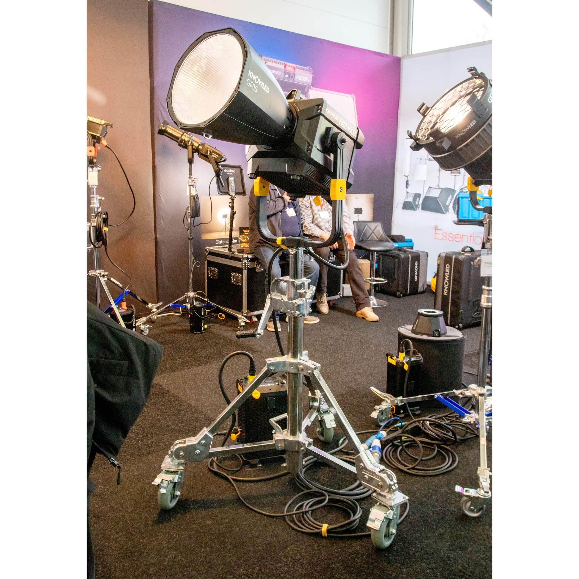 Pixapro 173cm single-Riser Wind-Up Stand being used at the BSC  Show London 2024