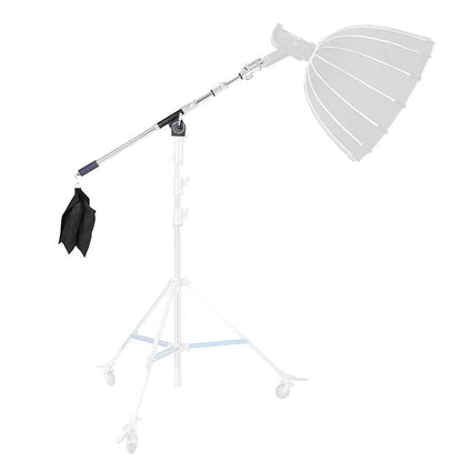 PiXAPRO 172-300cm Heavy-Duty Combo Boom Arm, mounted to a combo stand with a light and softbox mounted to it