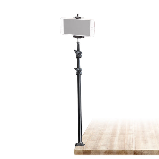 Table Mount Light Stand with C-Clamp & Cell Phone Bracket