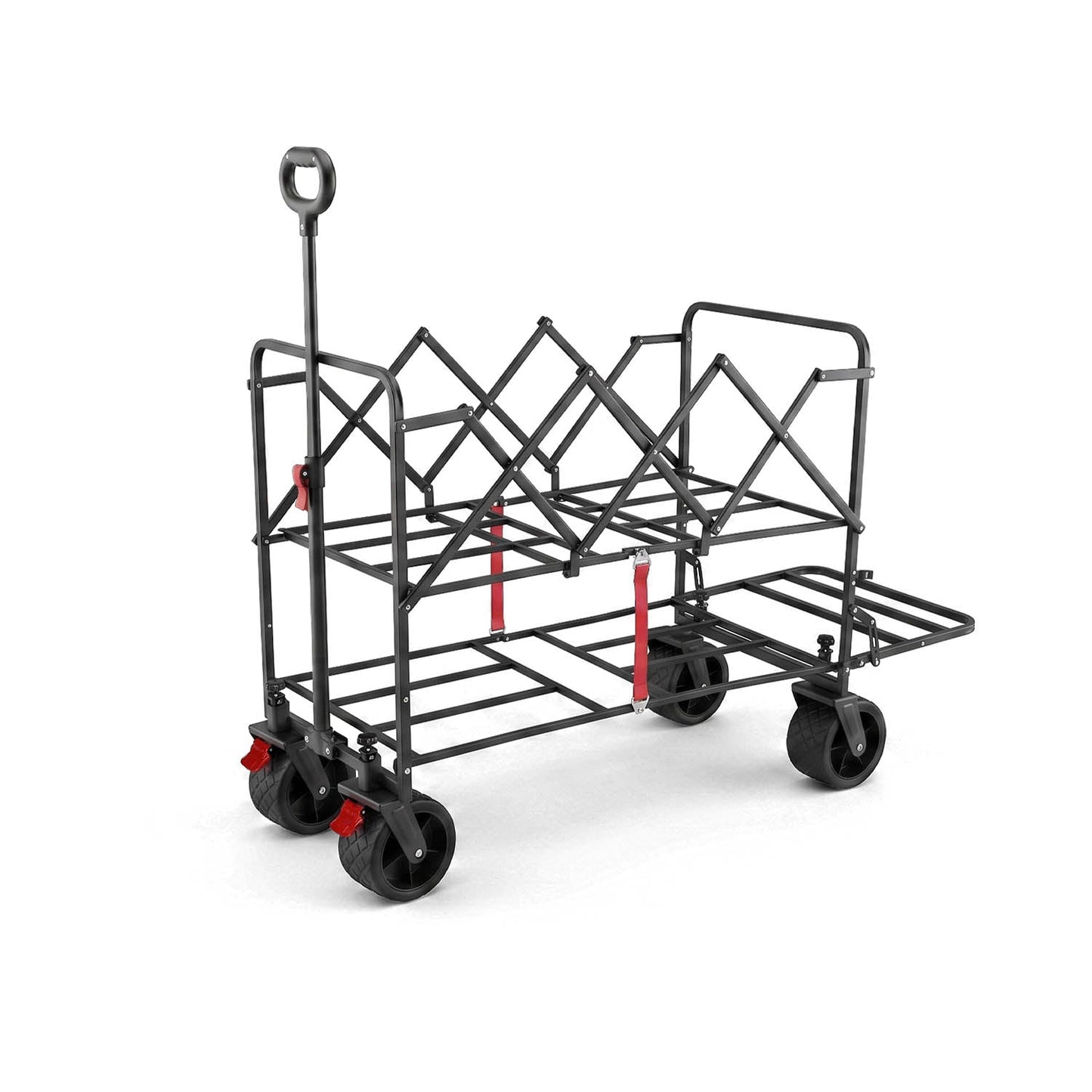 PiXAPRO Foldable Trolley Cart frame with four wheels, a top handle, and a front cargo rack, shown on a clean white background.