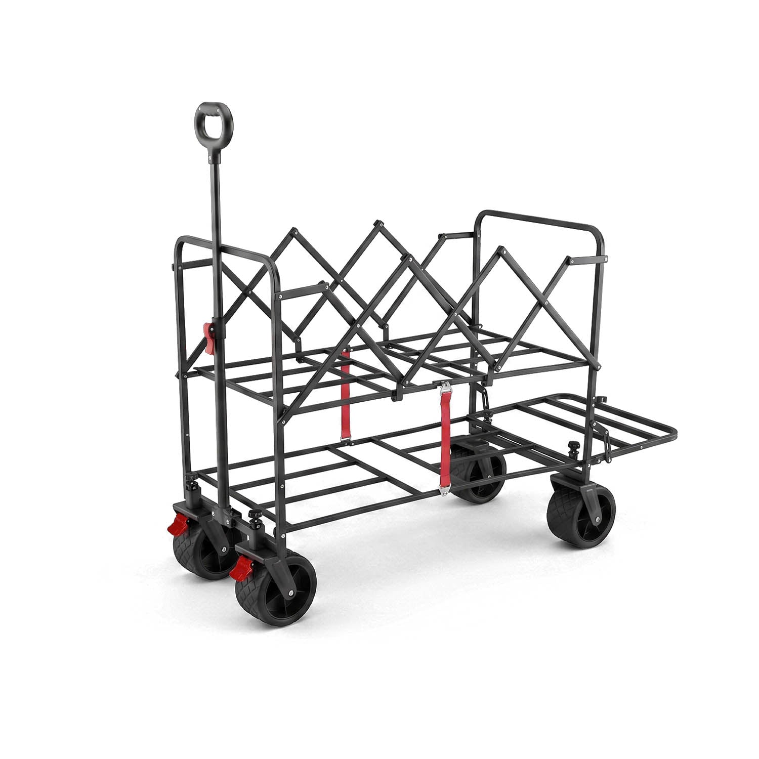 PiXAPRO Foldable Trolley Cart frame with four wheels, a top handle, and a front cargo rack, shown on a clean white background.