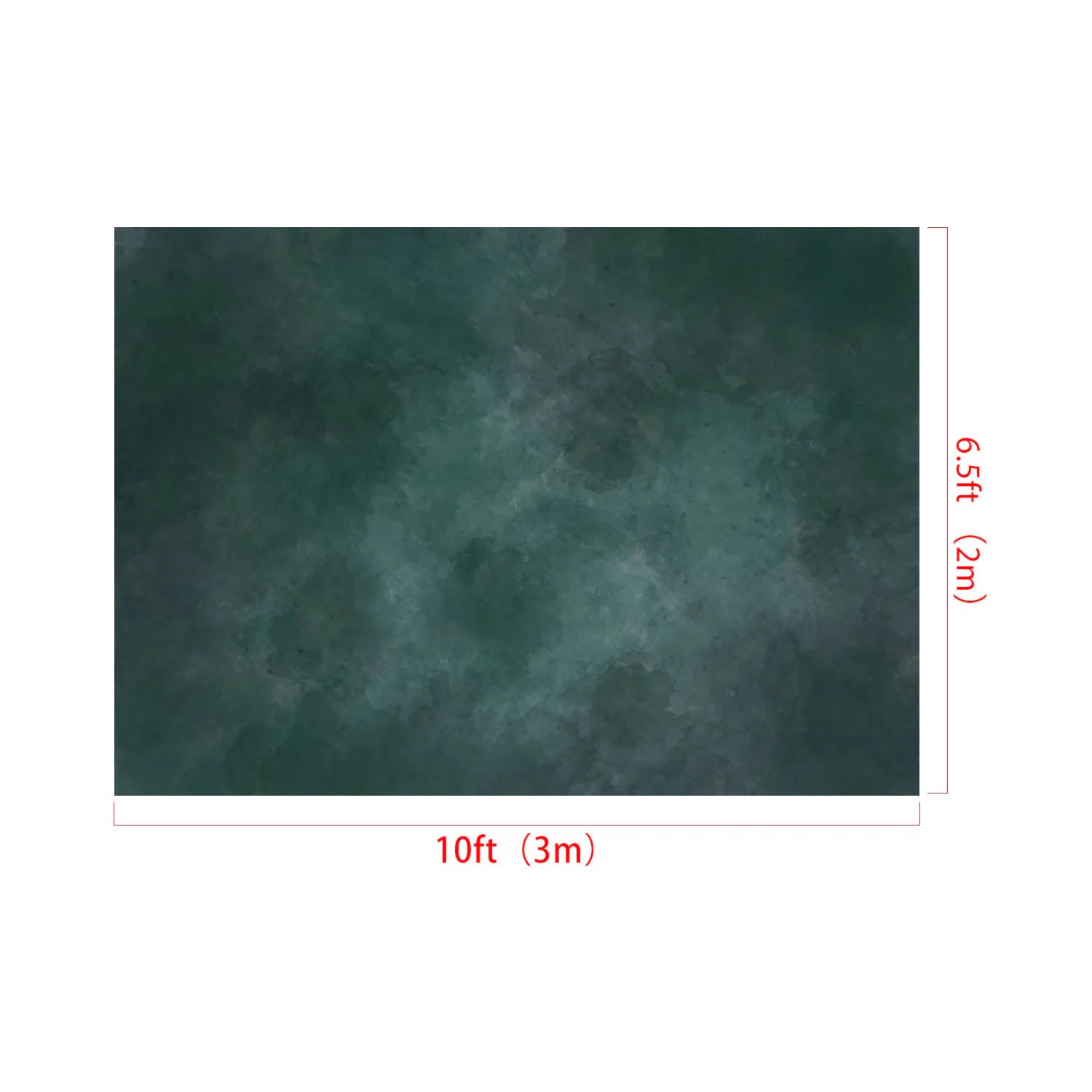 Dark green textured fabric with dimensions labeled on a white background