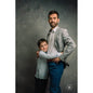 Man and child hugging against a 2x3 Abstract Cold Tones Of Grey Textured Studio Photography Background from Kate Backdrops