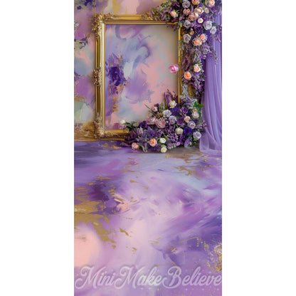 Sweep Fine Art Flower Gold Frame Purple Curtain Backdrop