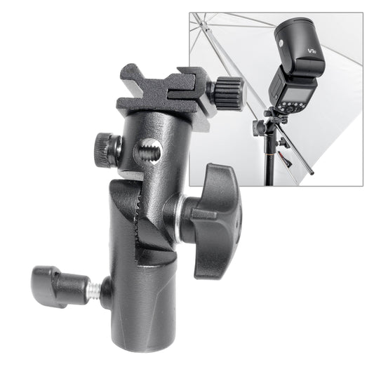 Tiltable Swivel Umbrella Adapter Bracket/ Tilthead with Hotshoe Attachment