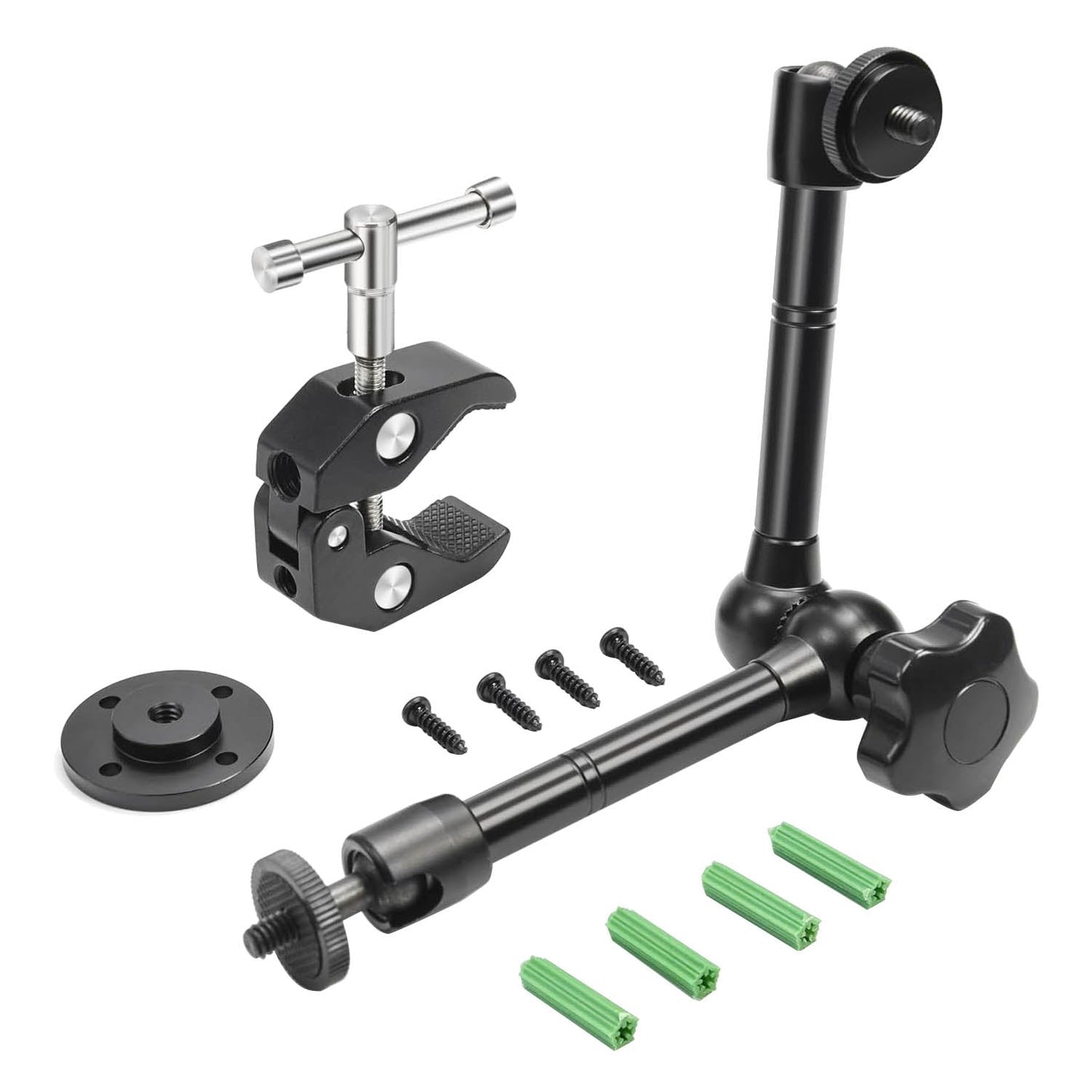 PIXAPRO 10-Inch Articulating Magic Arm with Crab Claw Clamp and Wall mount