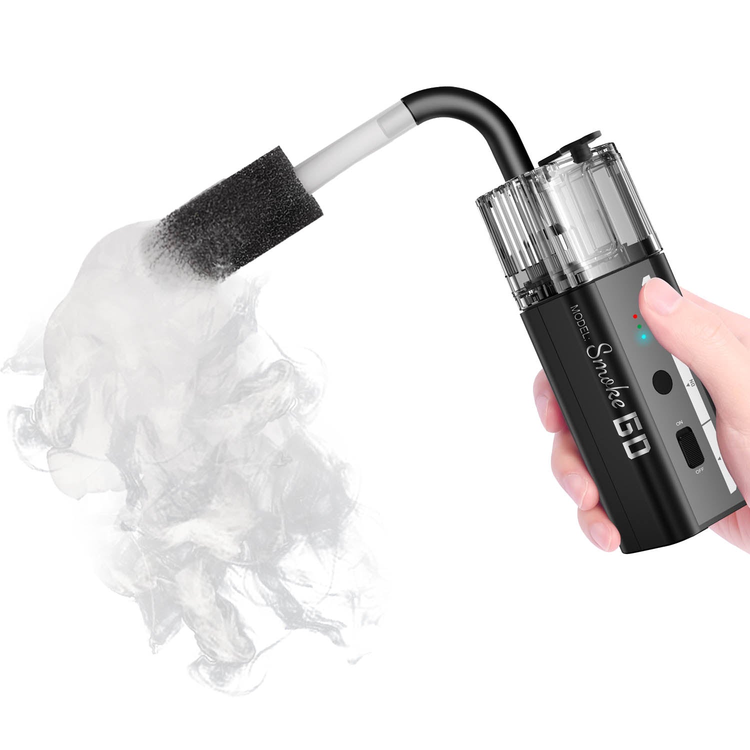 LensGo Smoke Go Compact Portable Fog Machine in use in a pperson's hand