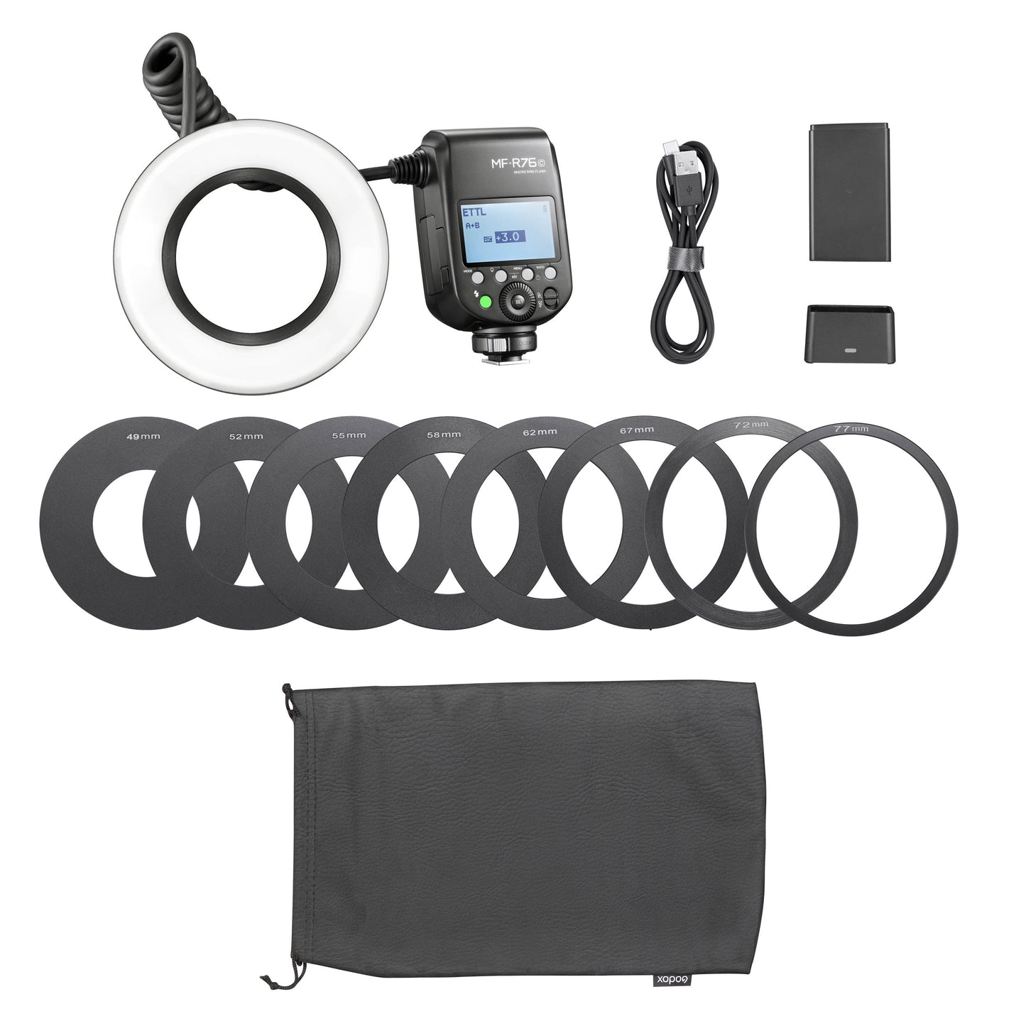 Godox MF-R76C TTL Macro Ring Flash Box Content
