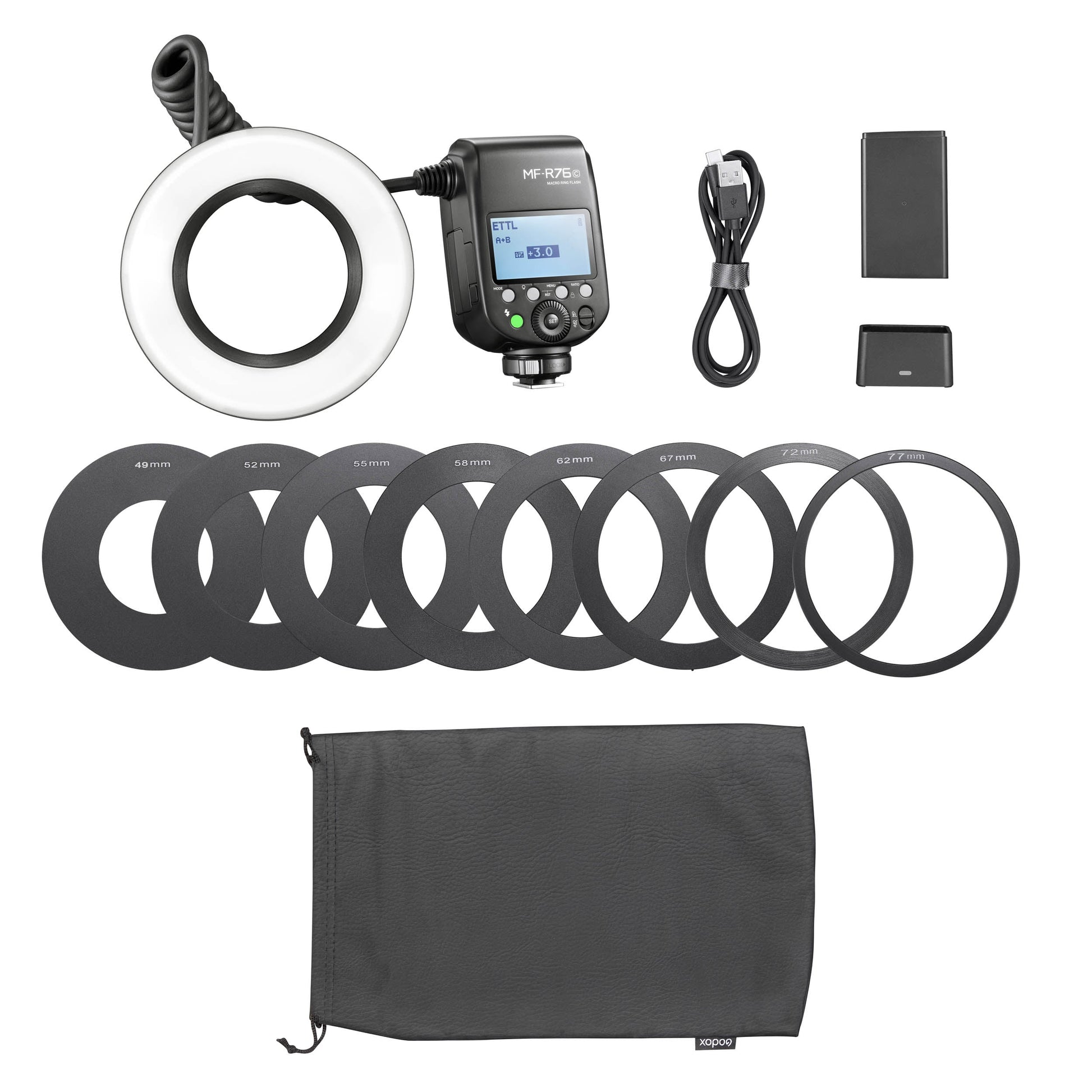 Godox MF-R76C TTL Macro Ring Flash Box Content