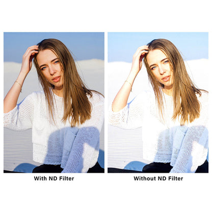 An image s showing the differences in exposure with and without a filter