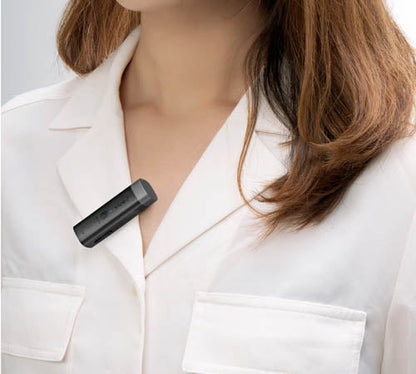 Obsbot BOYA BY-WM3U Wireless Microphone clipped onto person's blouse