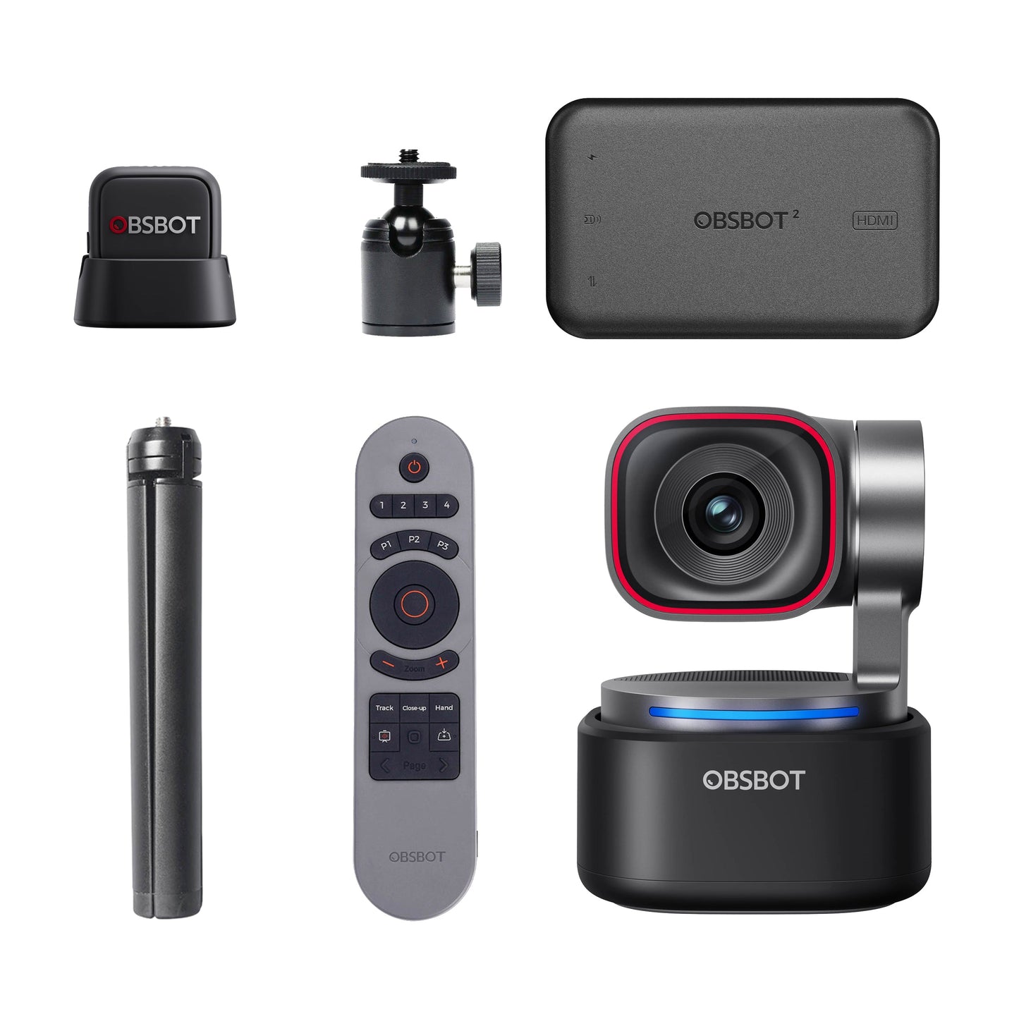 OBSBOT Tiny 3 4K AI PTZ Webcam Streaming Combo