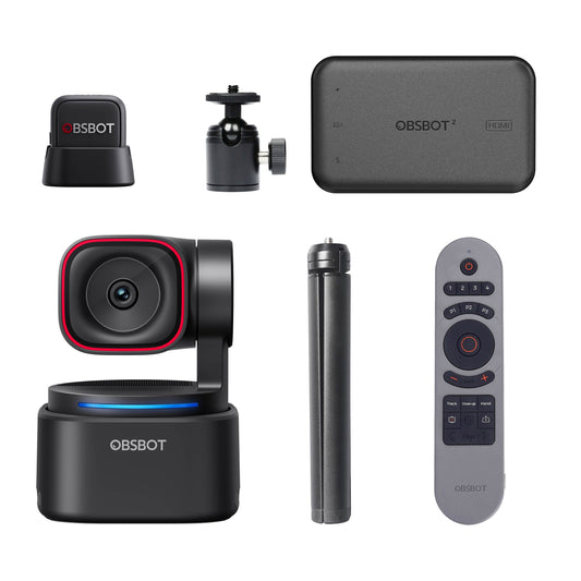 OBSBOT Tiny 3 Lite 4K AI PTZ Webcam Streaming Combo