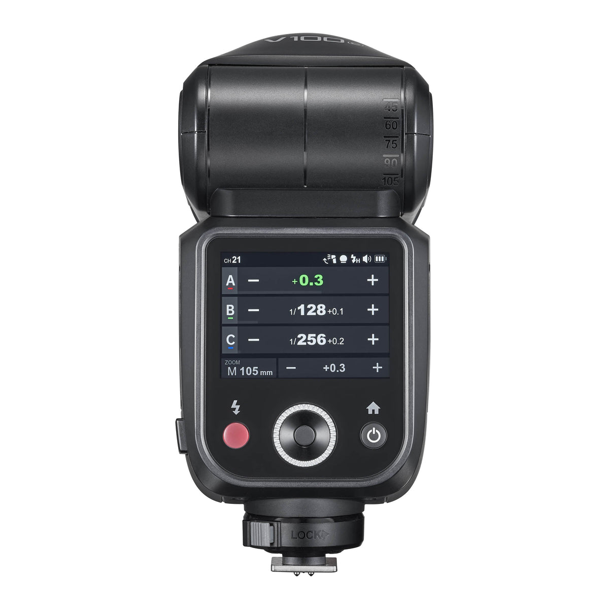 Godox V100 100Ws Round-Head Speedlite Flash Rear View with Controls