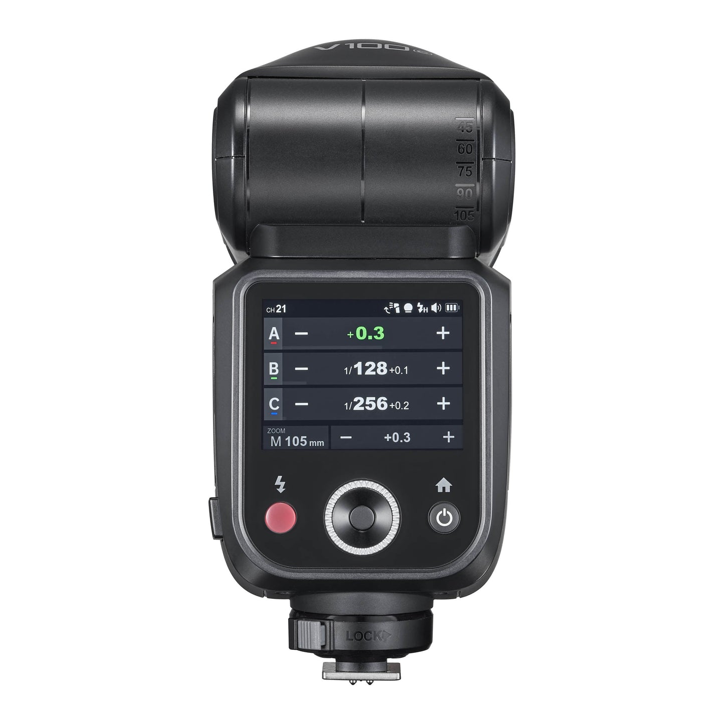 Godox V100 100Ws Round-Head Speedlite Flash Rear View with Controls
