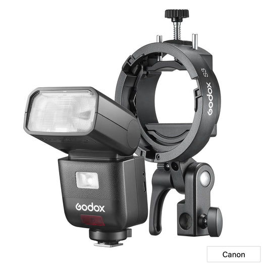 V480 Compact TTL Speedlite & S3 Bowens Bracket Kit Canon