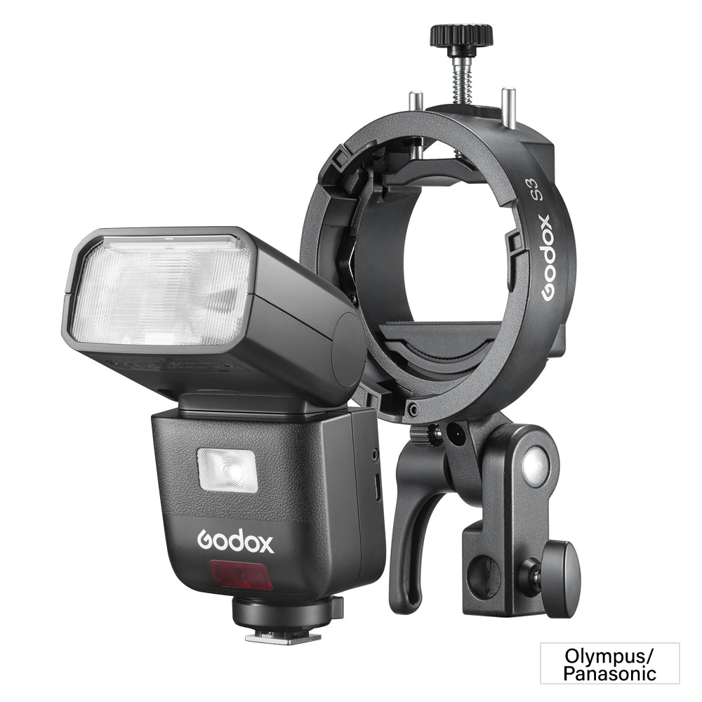 V480 Compact TTL Speedlite & S3 Bowens Bracket Kit Olympus/Panasonic