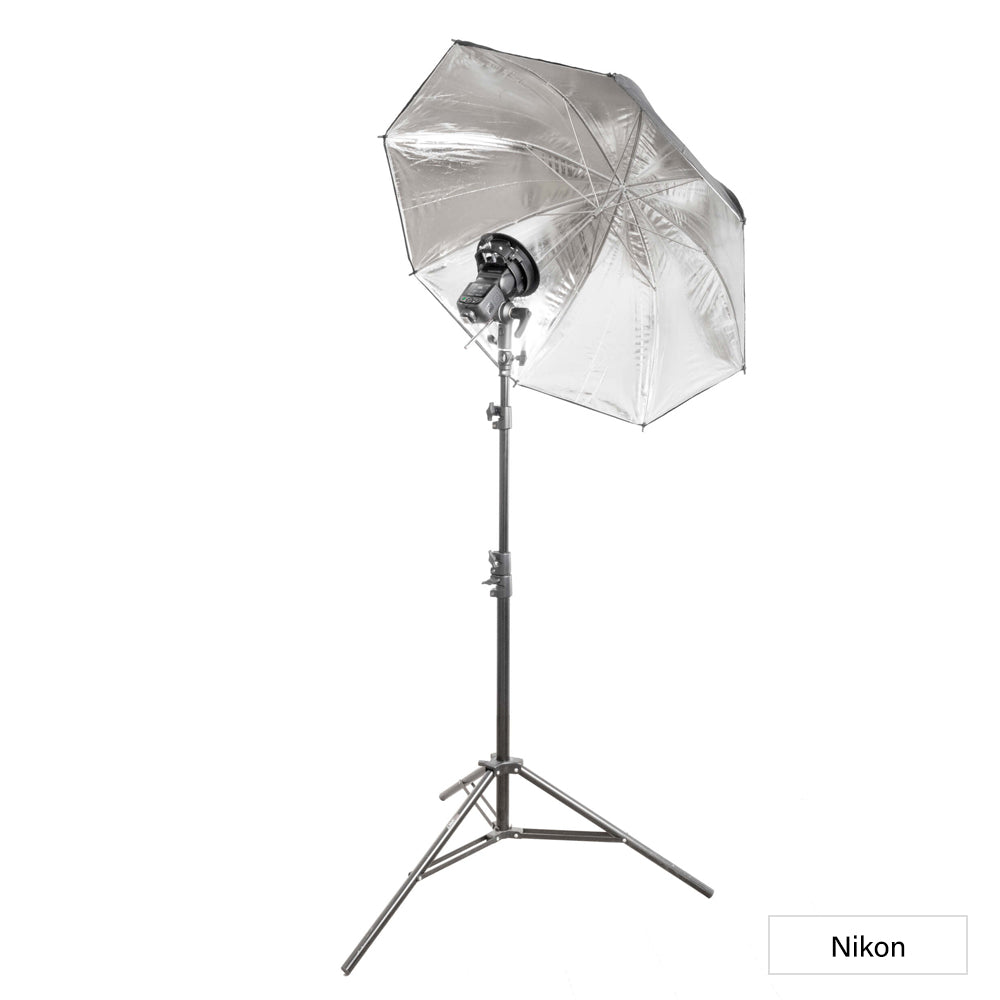 Godox V480 Speedlite Single Flash Photography Lighting Kit with Black/Silver Umbrella Nikon