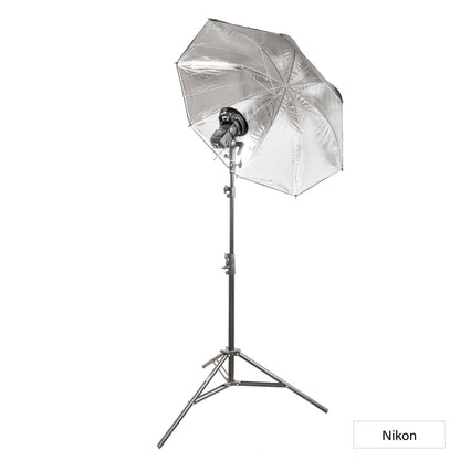 Godox V480 Speedlite Single Flash Photography Lighting Kit with Black/Silver Umbrella Nikon