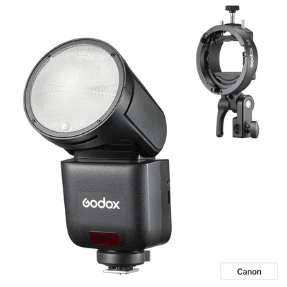 V1Mid Compact Round Head TTL Speedlite & S3 Bracket Kit Canon
