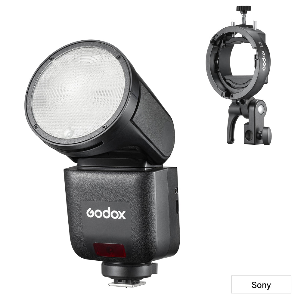 V1Mid Compact Round Head TTL Speedlite & S3 Bracket Kit Sony