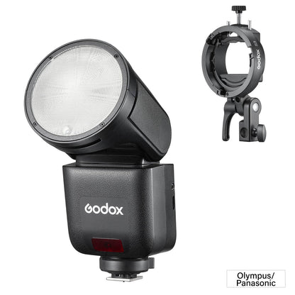 V1Mid Compact Round Head TTL Speedlite & S3 Bracket Kit Olympus / Panasonic