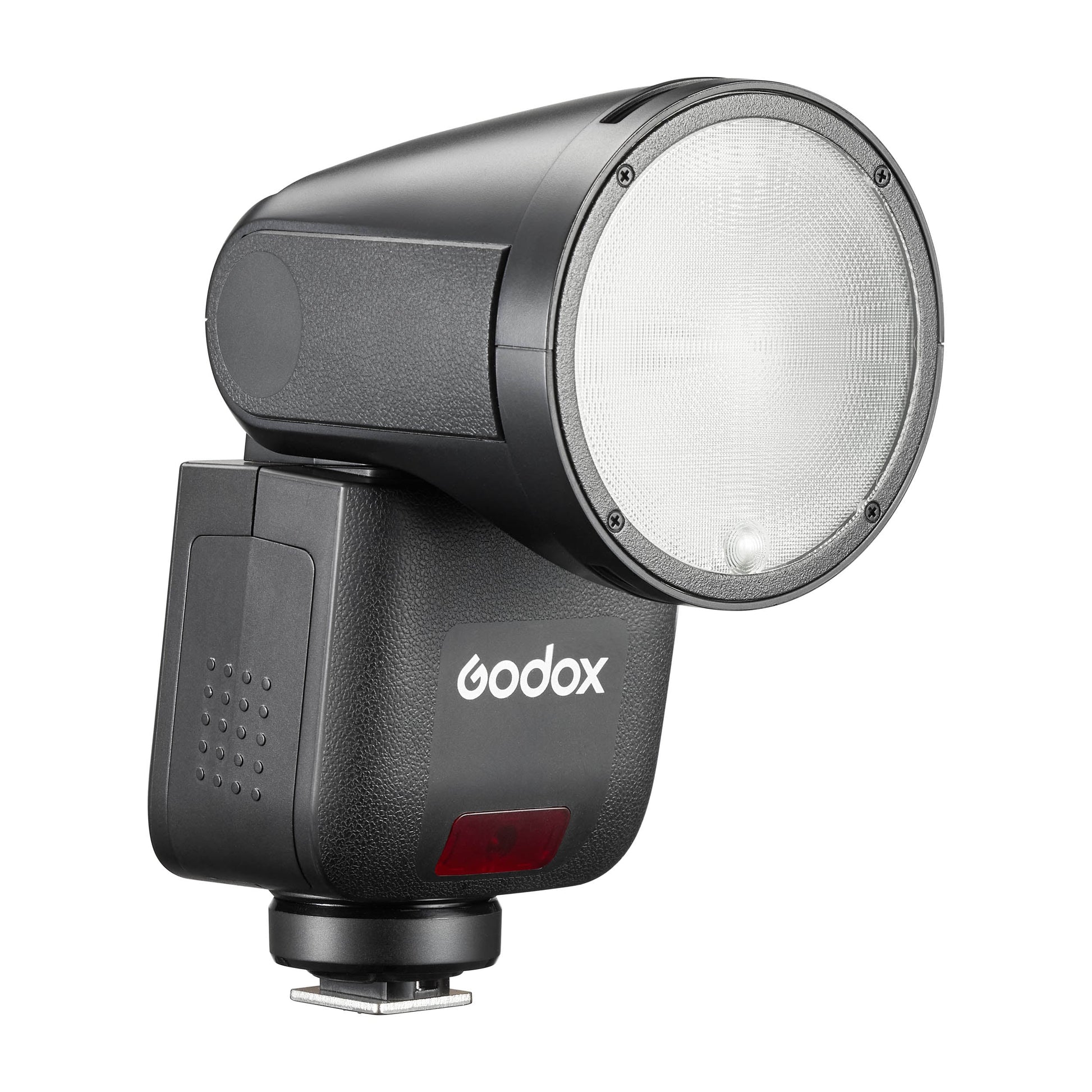 Godox V1mid Mini Compact Round-Head TTL Speedlite With Touch-Screen Interface Angled Side View