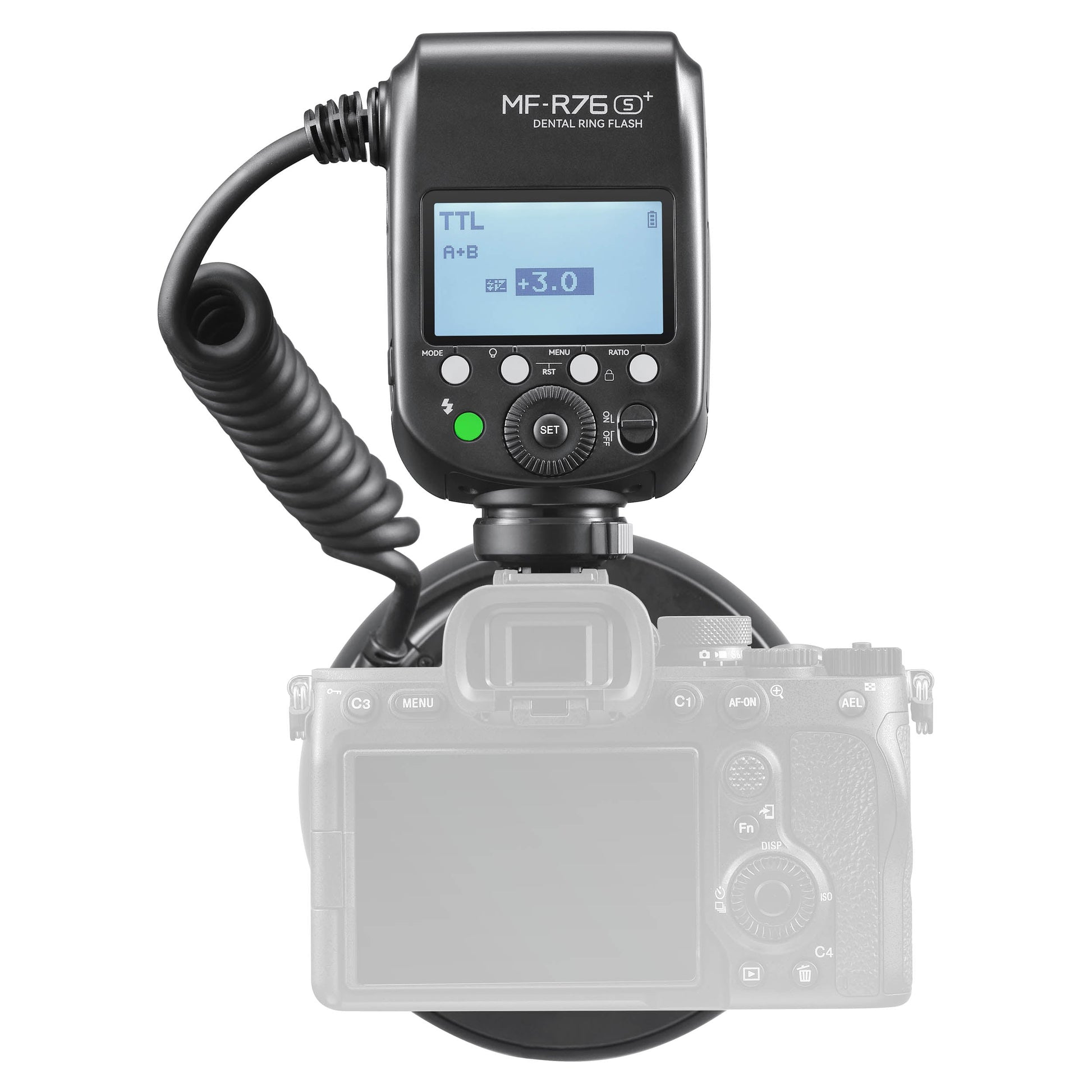 GODOX MF-R76S+ Dental Photography Ring Flash For Sony on-Camera (Rear View)