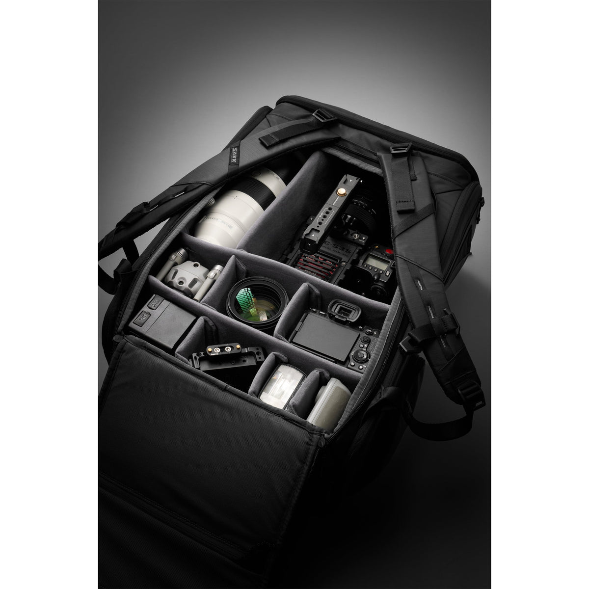 SAKK GEAR Sakk Pack V2 Opened Interior with Equipment inside