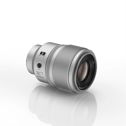 SongRaw AF 50mm F1.2 FE MS Mirrorless Camera Lens on its side showing AF switch