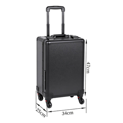 Closed PiXAPRO makeup trolley case with dimensions of 47 cm high, 34 cm wide and 25 cm deep