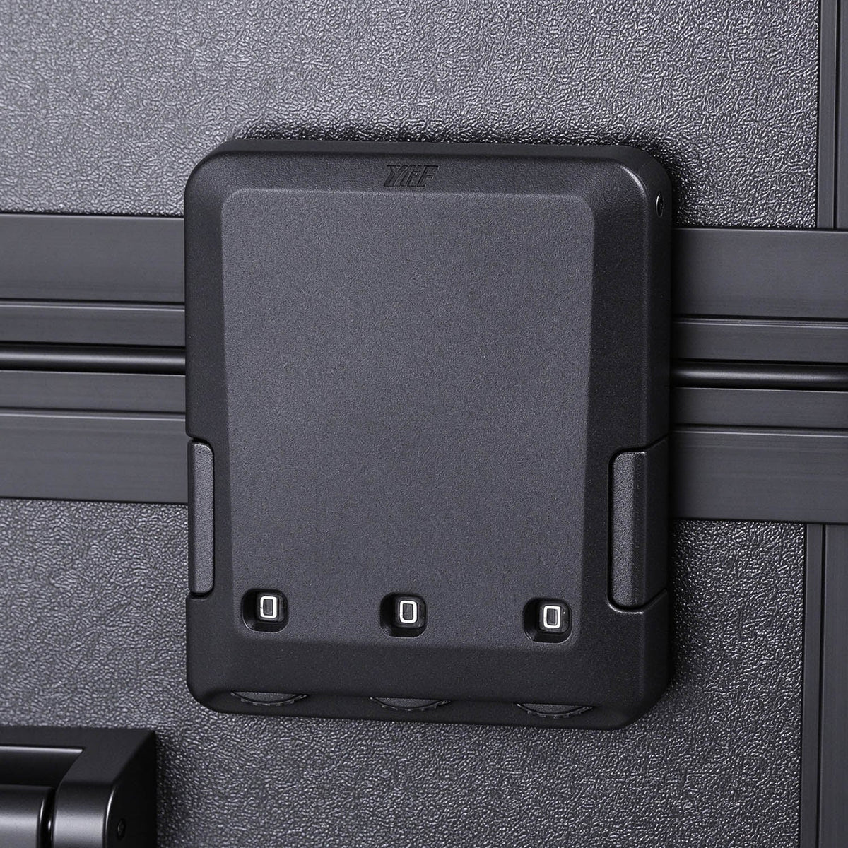 Close-up of the three-digit combination lock on the PiXAPRO makeup trolley case