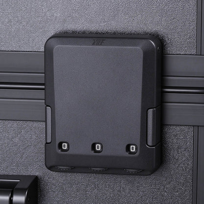 Close-up of the three-digit combination lock on the PiXAPRO makeup trolley case