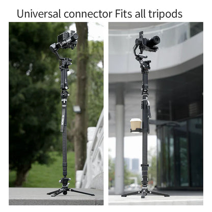 YC Onion Universal Connection Kit For RS Pro Gimbal Camera stabiliser with universal connector on a tripod outdoors and indoors.