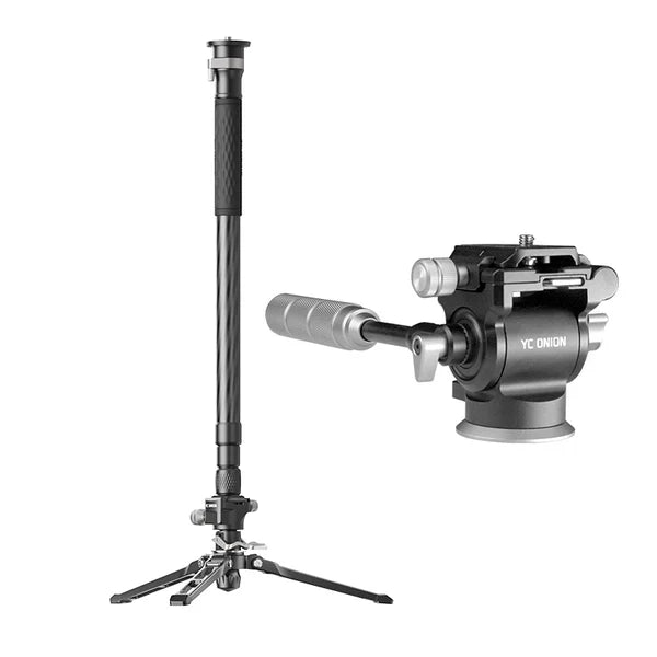 YC Onion Tako Nano Monopod  with fluid head on a white background