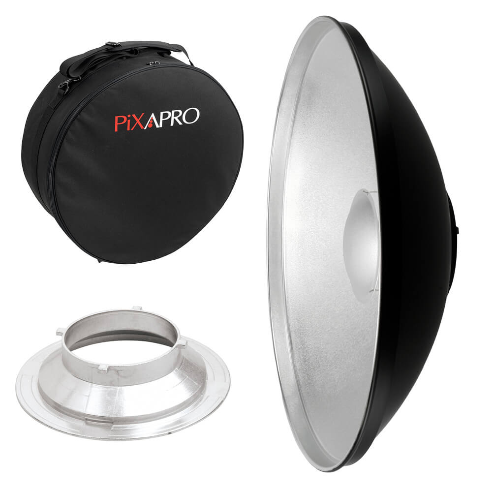 42cm (16.5") Silver Beauty Dish with Padded Carry Case For Multiblitz P-Type